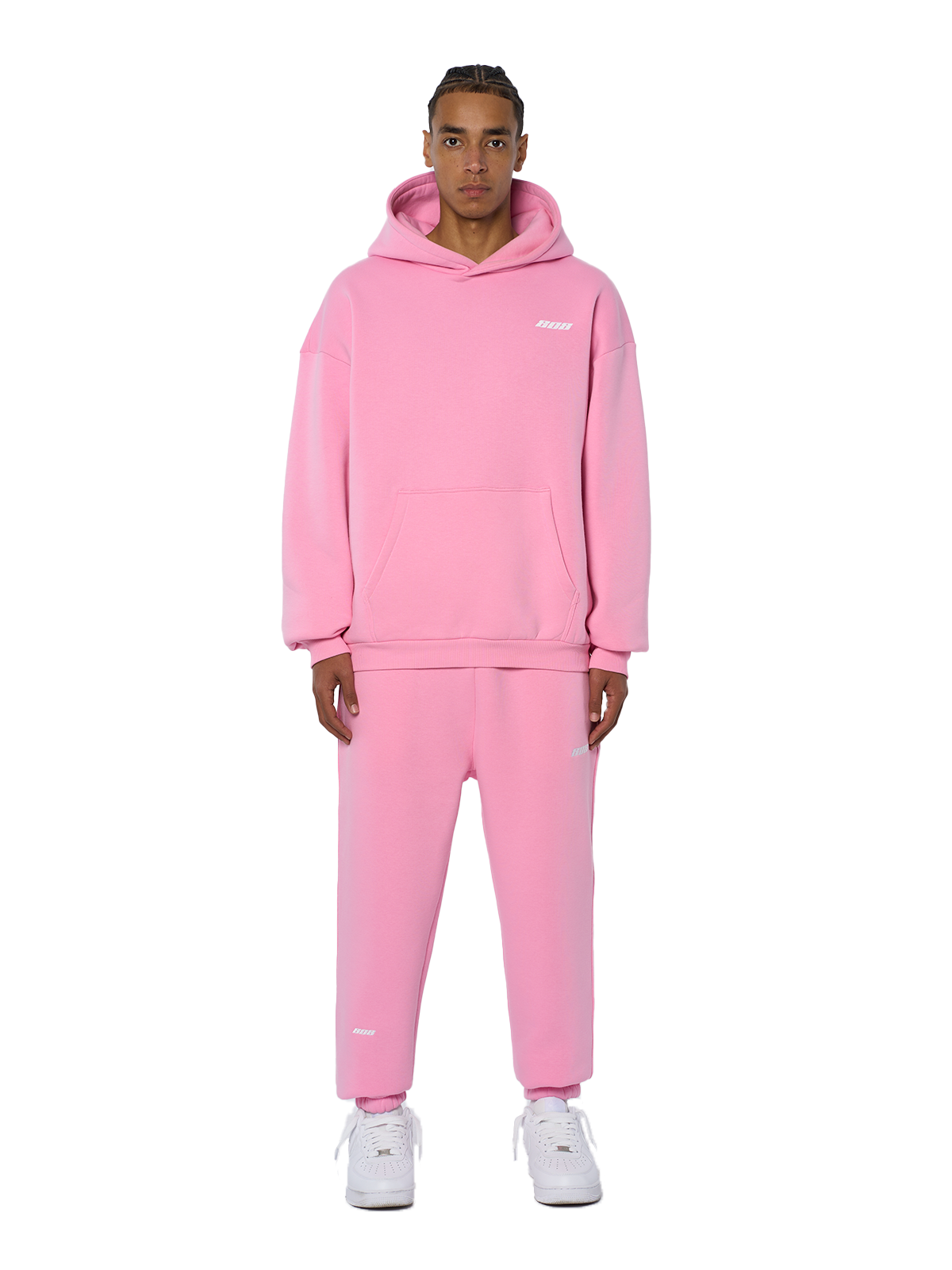 Pinker Hoodie Pullover Weißes Logo 