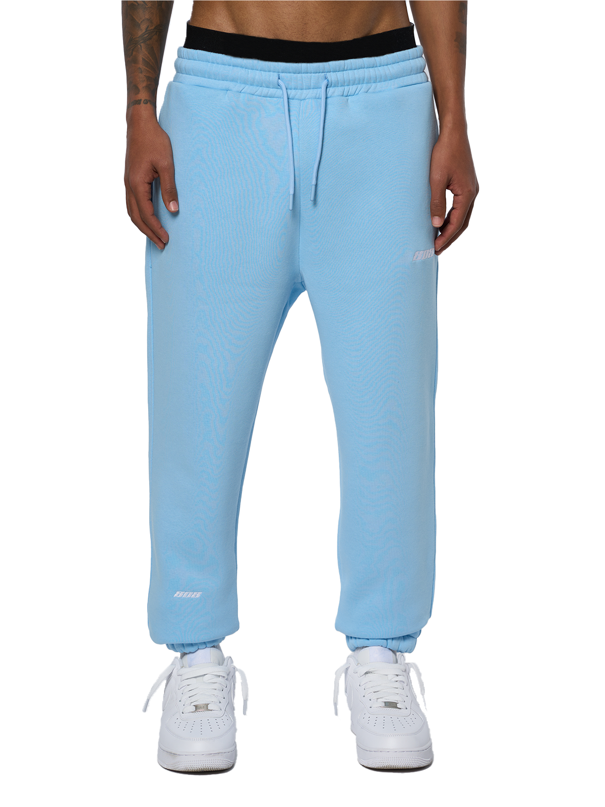 Babyblau Pants Jogger Weißes Logo