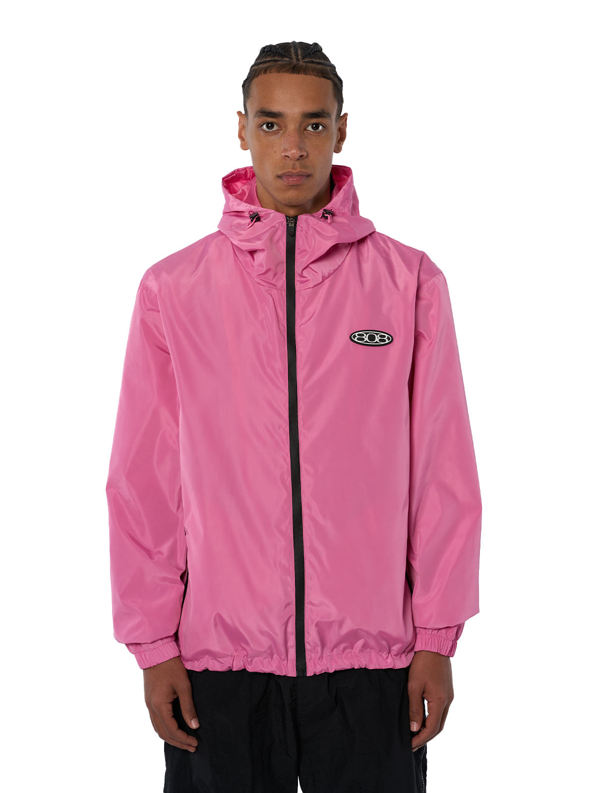 Pinker Windbreaker Regenjacke Wasserfest Weißes Logo