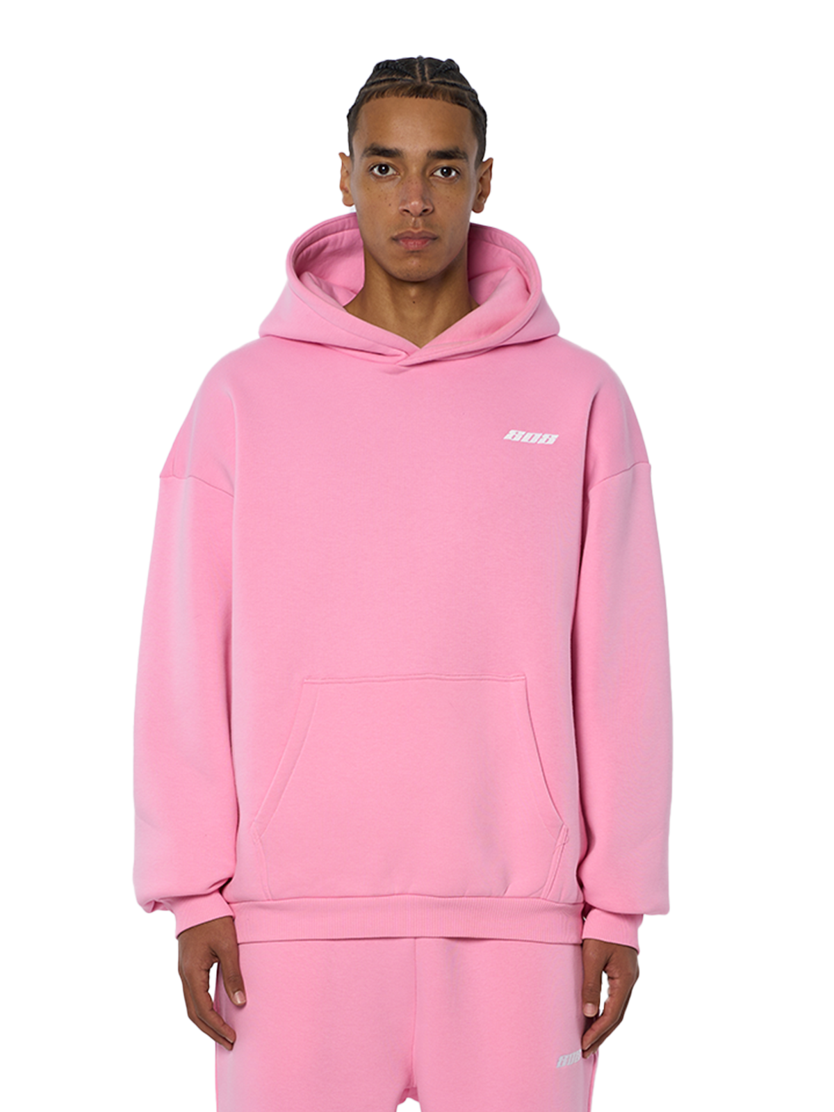 Pinker Hoodie Pullover Weißes Logo 