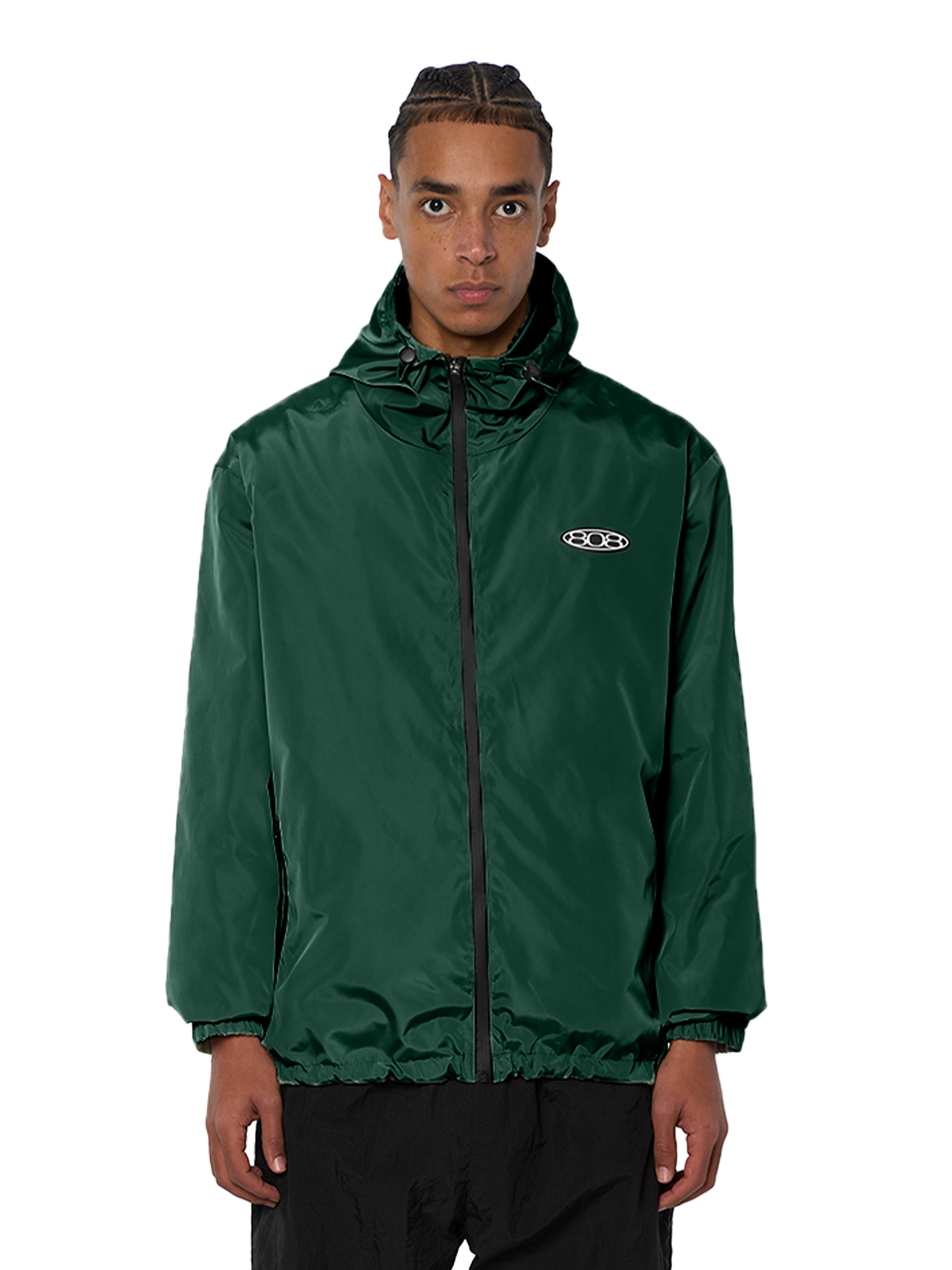 Grüner Windbreaker Regenjacke Wasserfest Weißes Logo