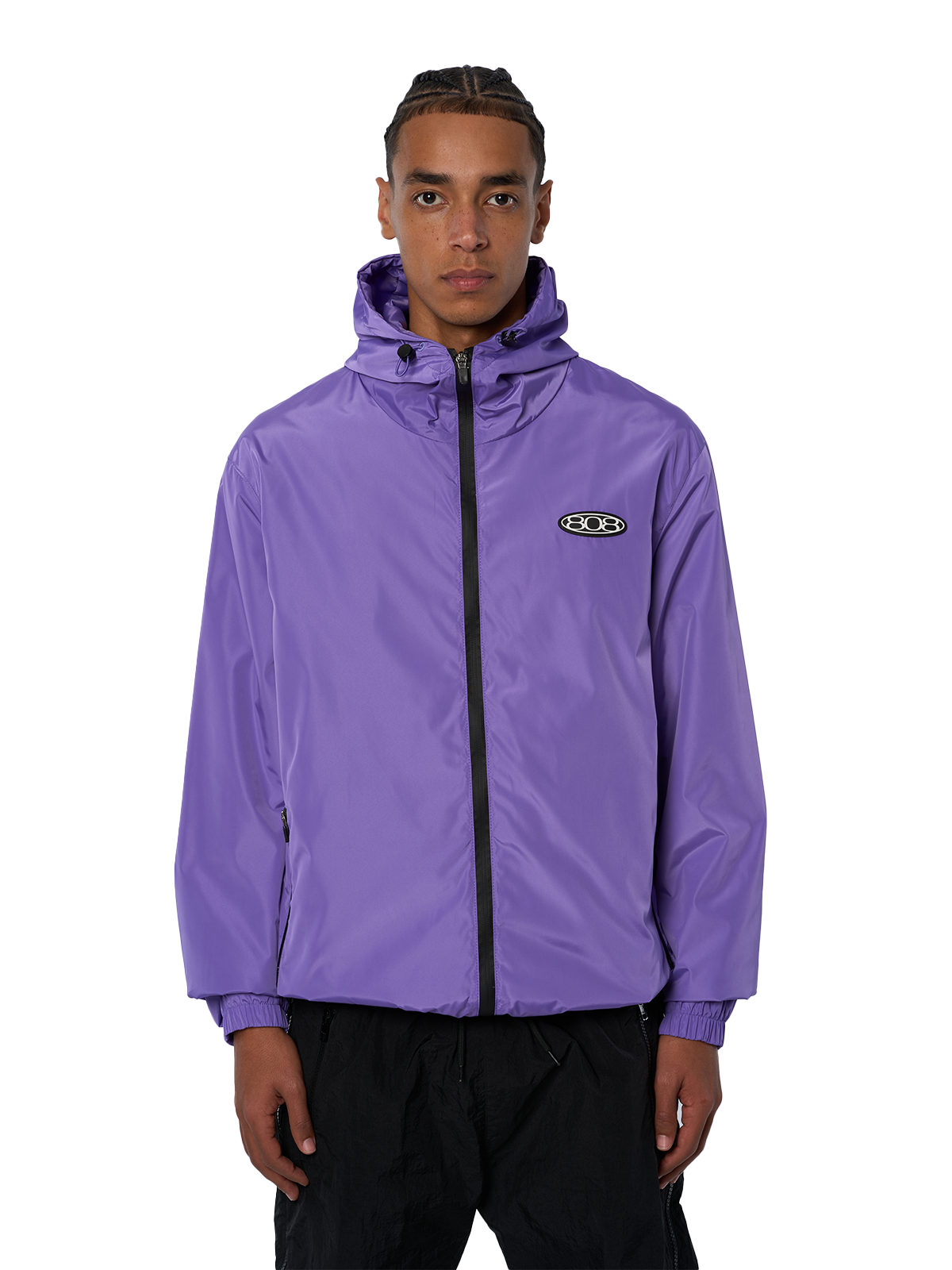 Lila Windbreaker Regenjacke Wasserfest Weißes Logo