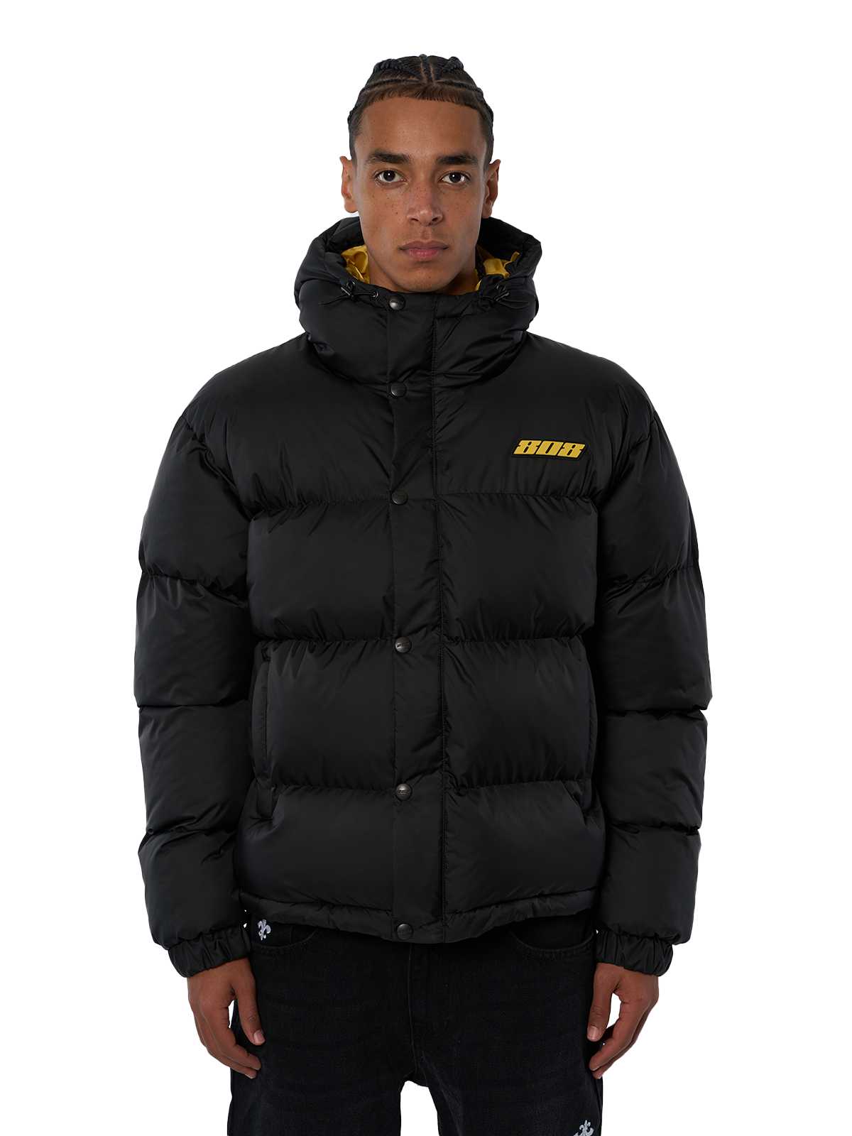 Black thick puffer jacket online