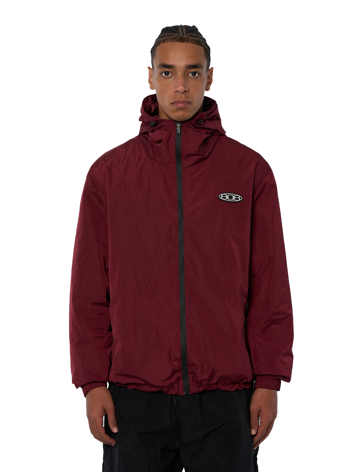 Roter Windbreaker Regenjacke Wasserfest Weißes Logo