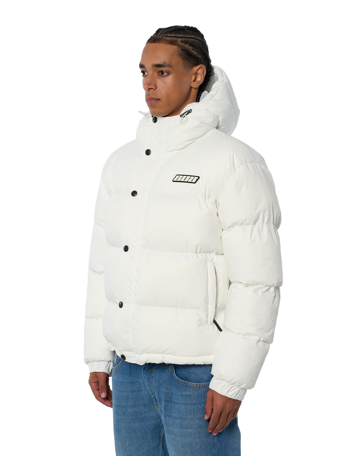 Weiße Winterjacke Puffer Jacket Weißes Logo