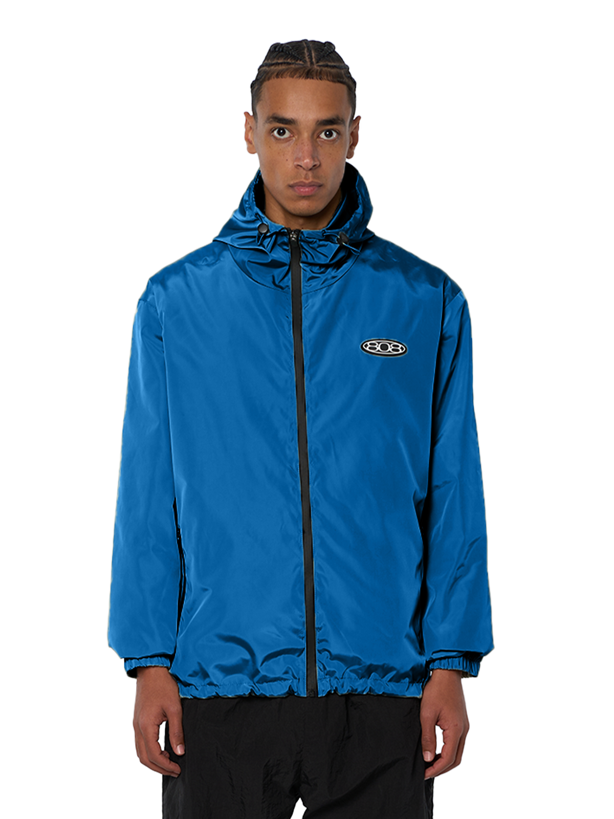 Marineblauer Windbreaker Regenjacke Wasserfest Weißes Logo