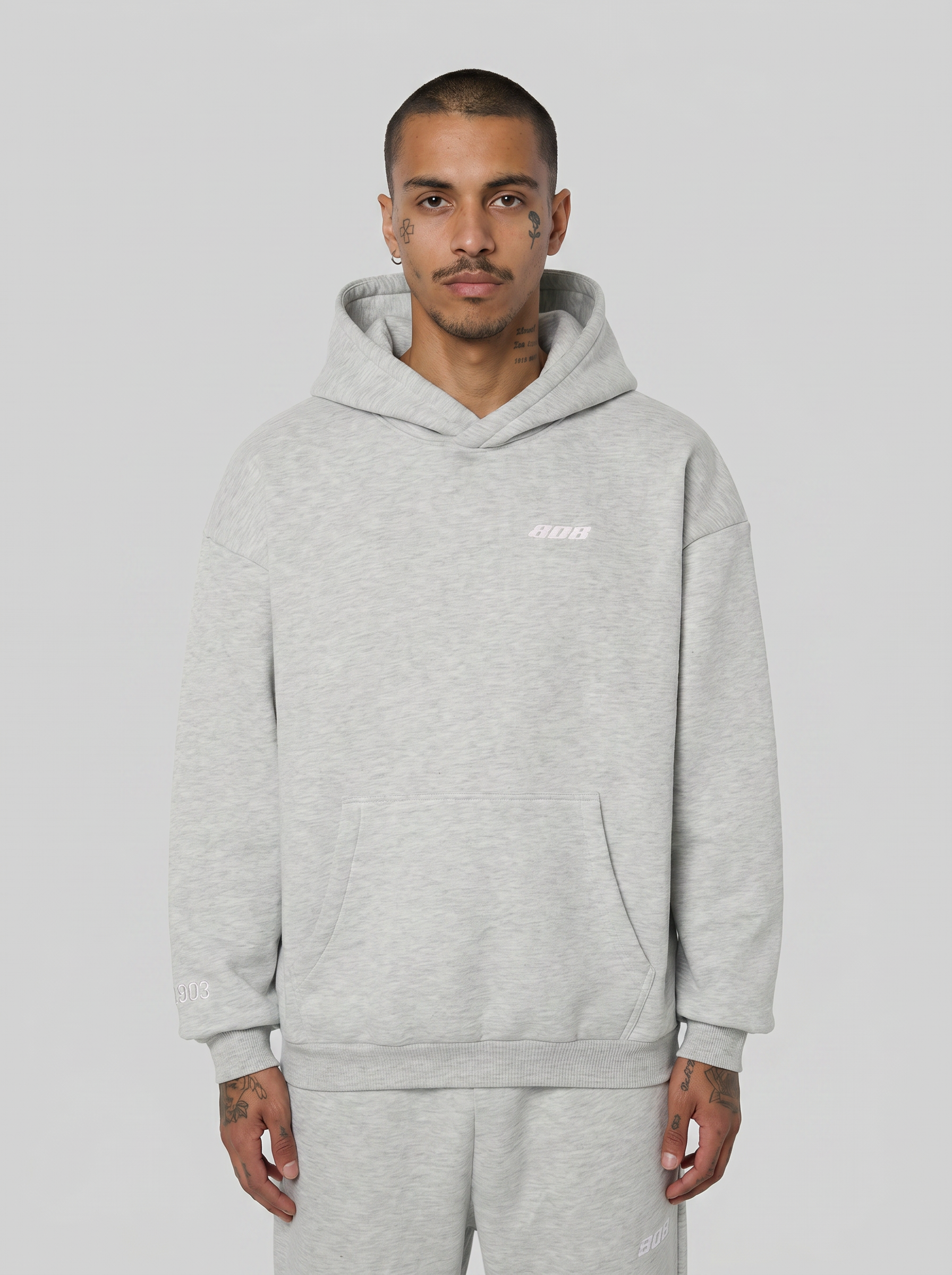 808 Hoodie Grey Melage