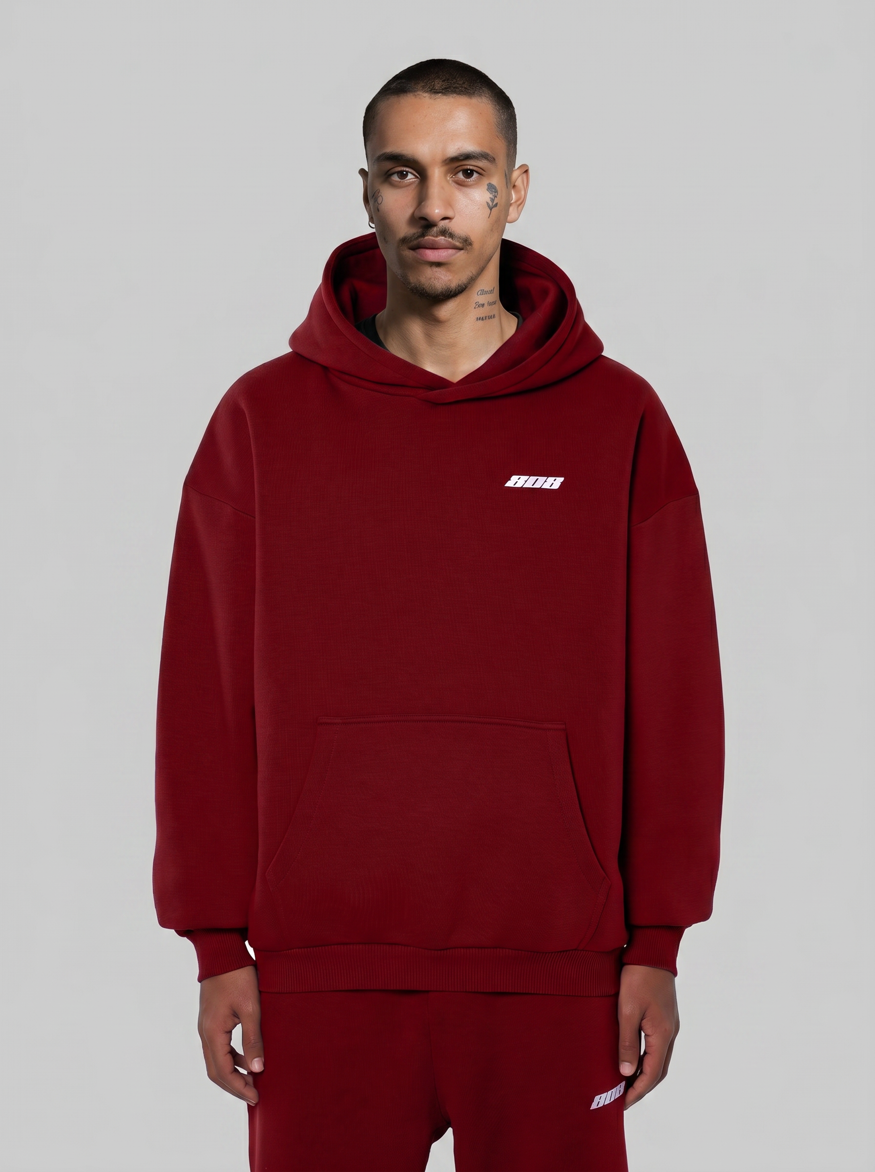 808 Hoodie Wine Red