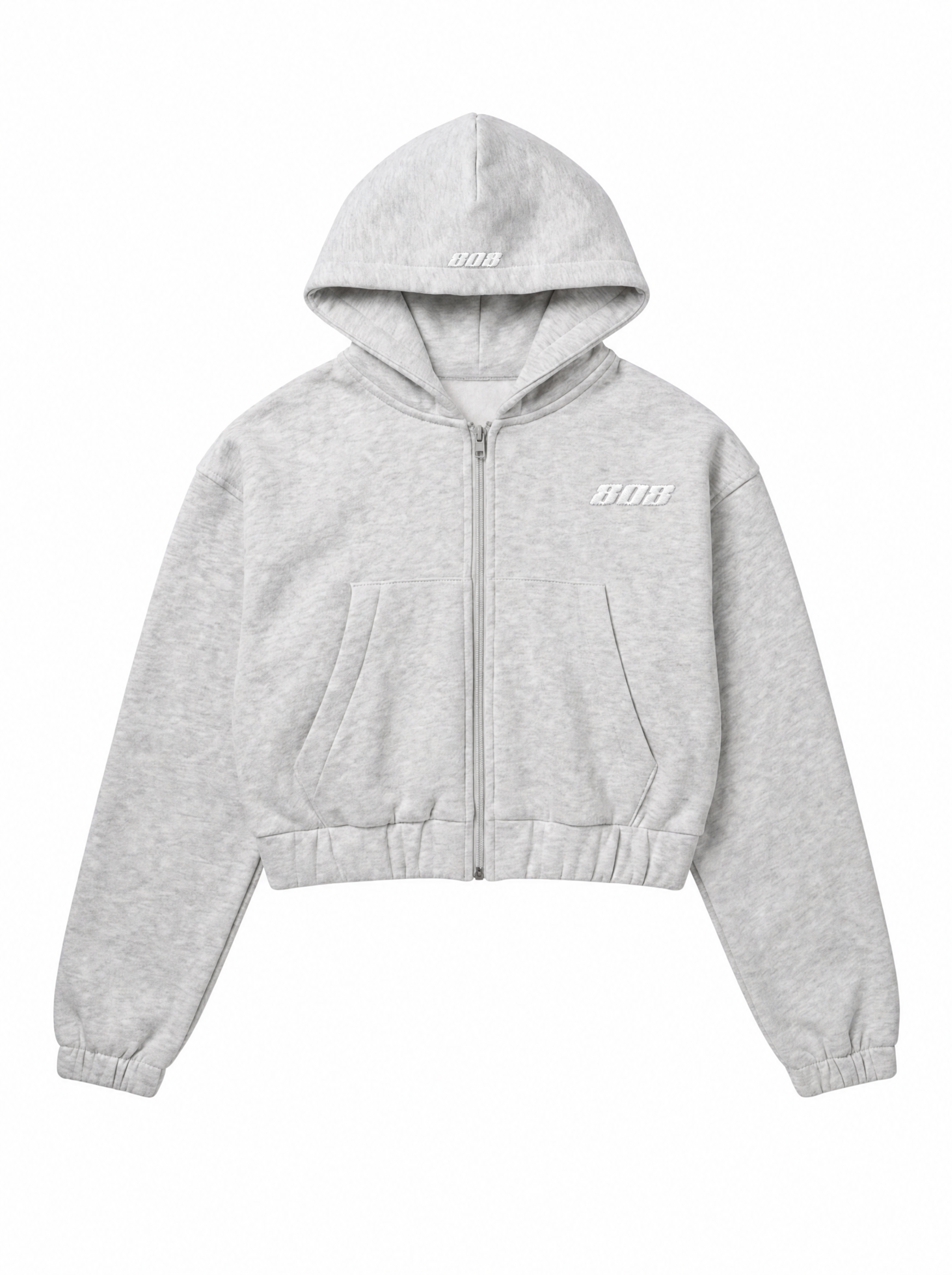 808 Cropped Zipper Grey Melage