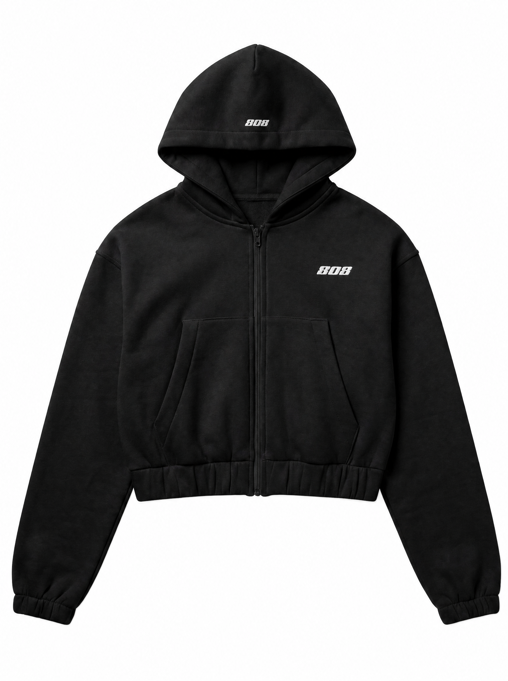 808 Cropped Zipper Black