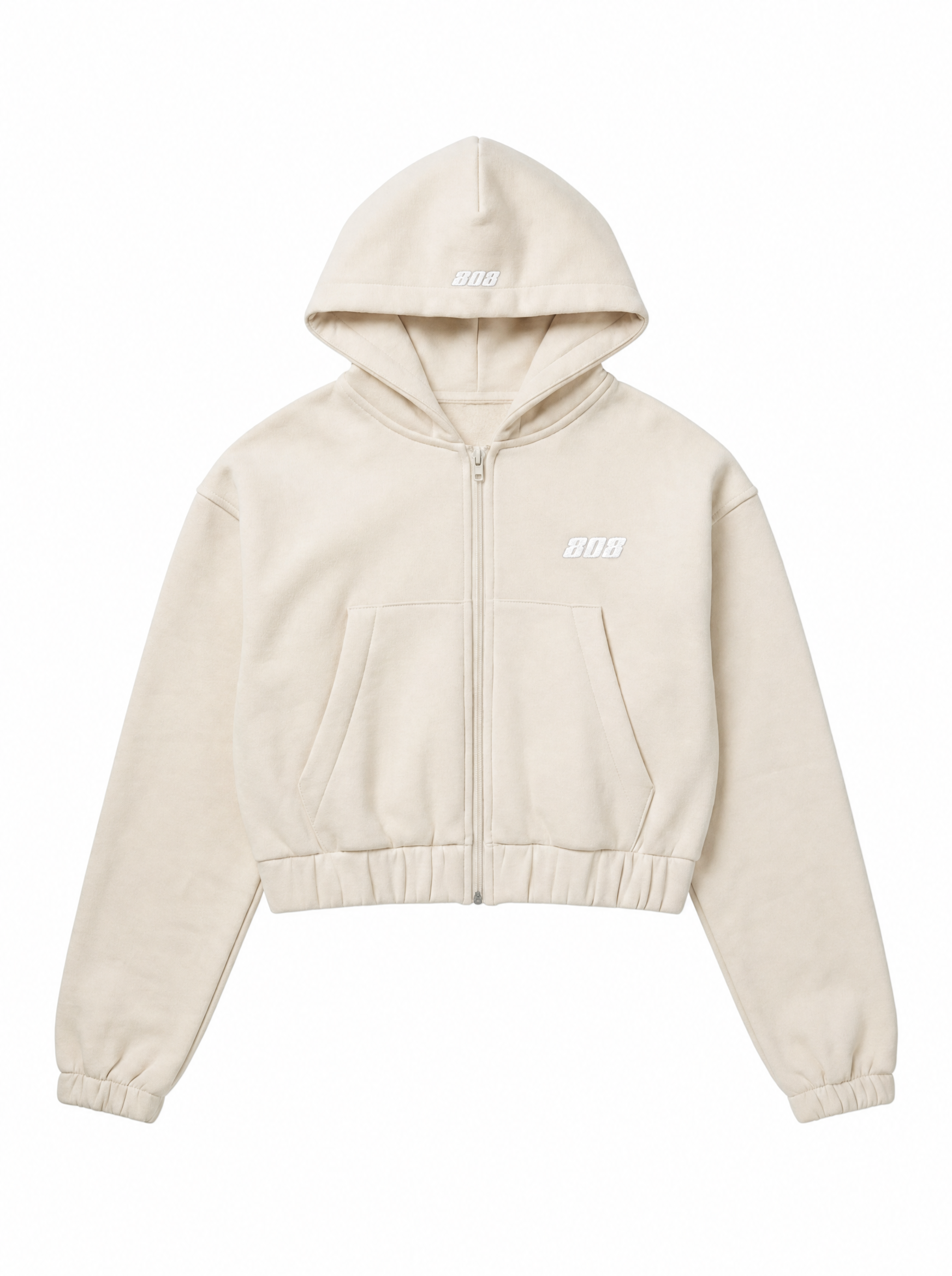 808 Cropped Zipper Desert Sand