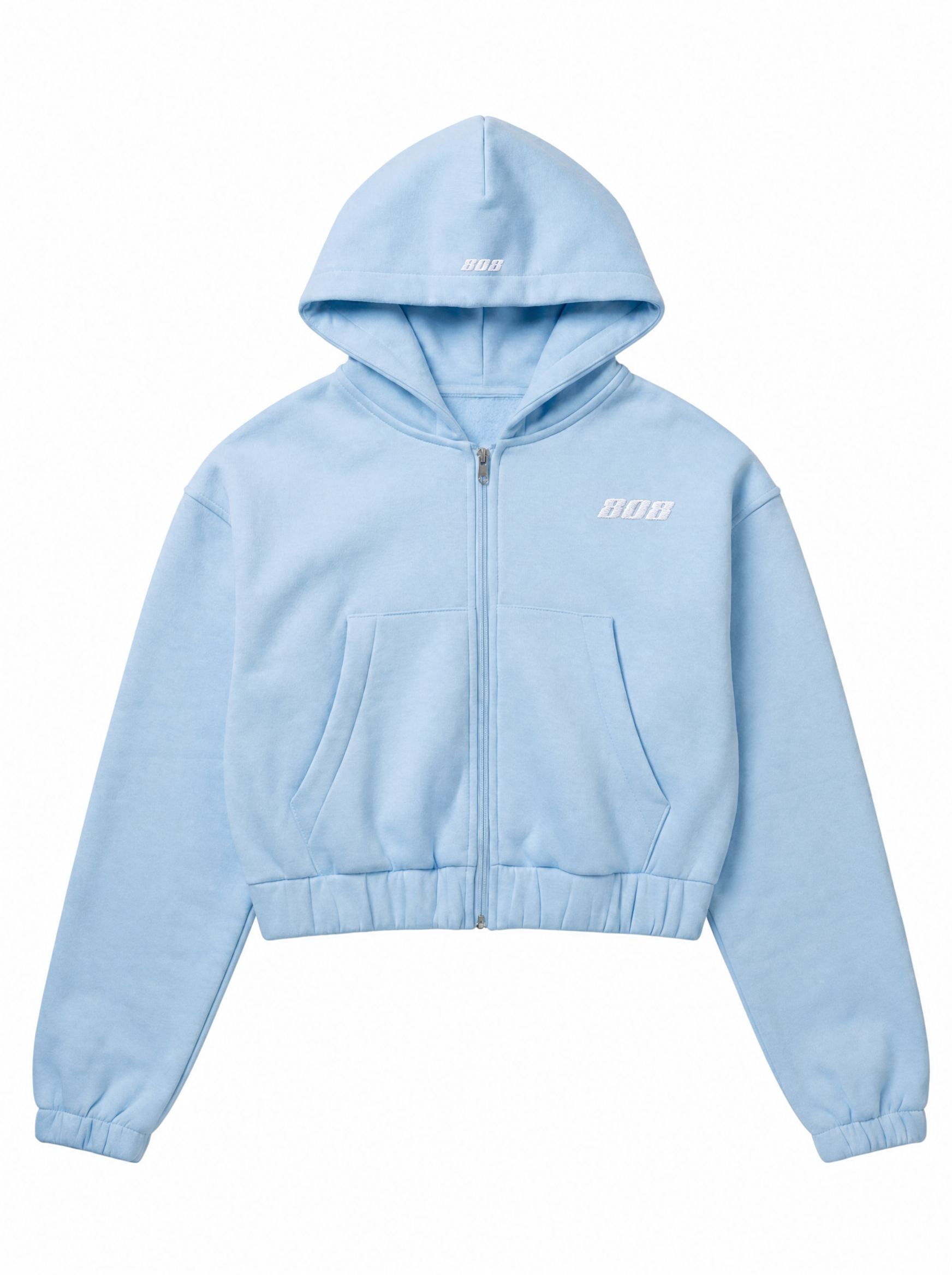808 Cropped Zipper Sky Blue